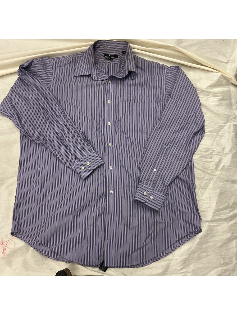 Lanesboro Men's Shirt Size L Button Up Long Sleeve lavender Cotton